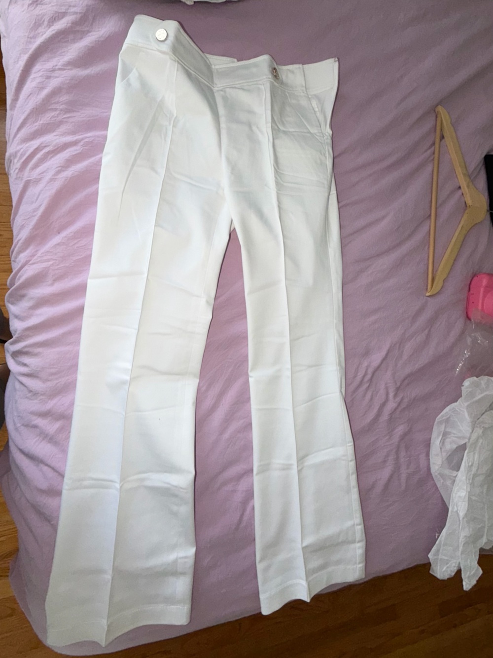 Ann Taylor White Petite Straight Leg Pants